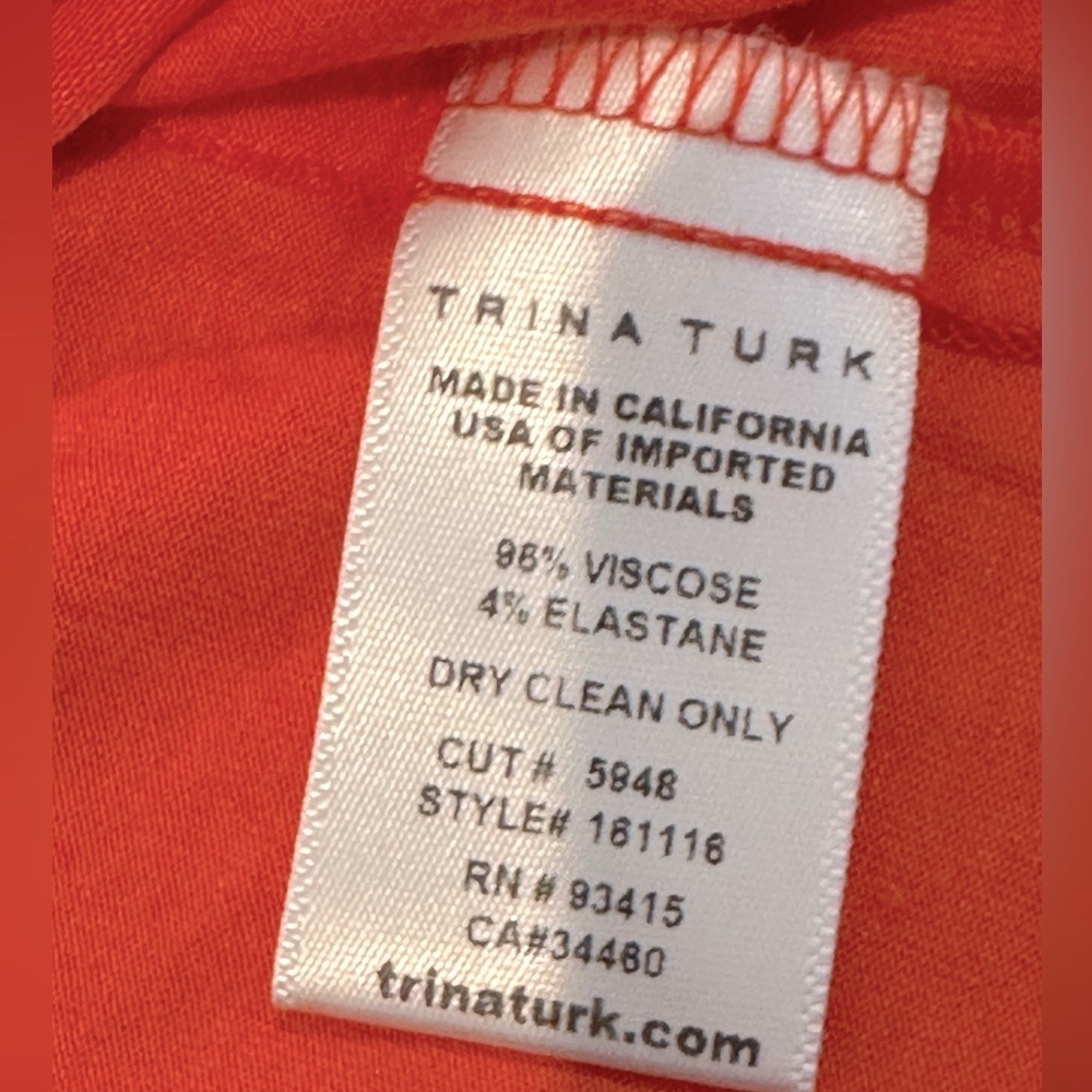 Trina Turk Orange Flutter Sleeve Blouse Top Size Medium - Picture 6 of 8